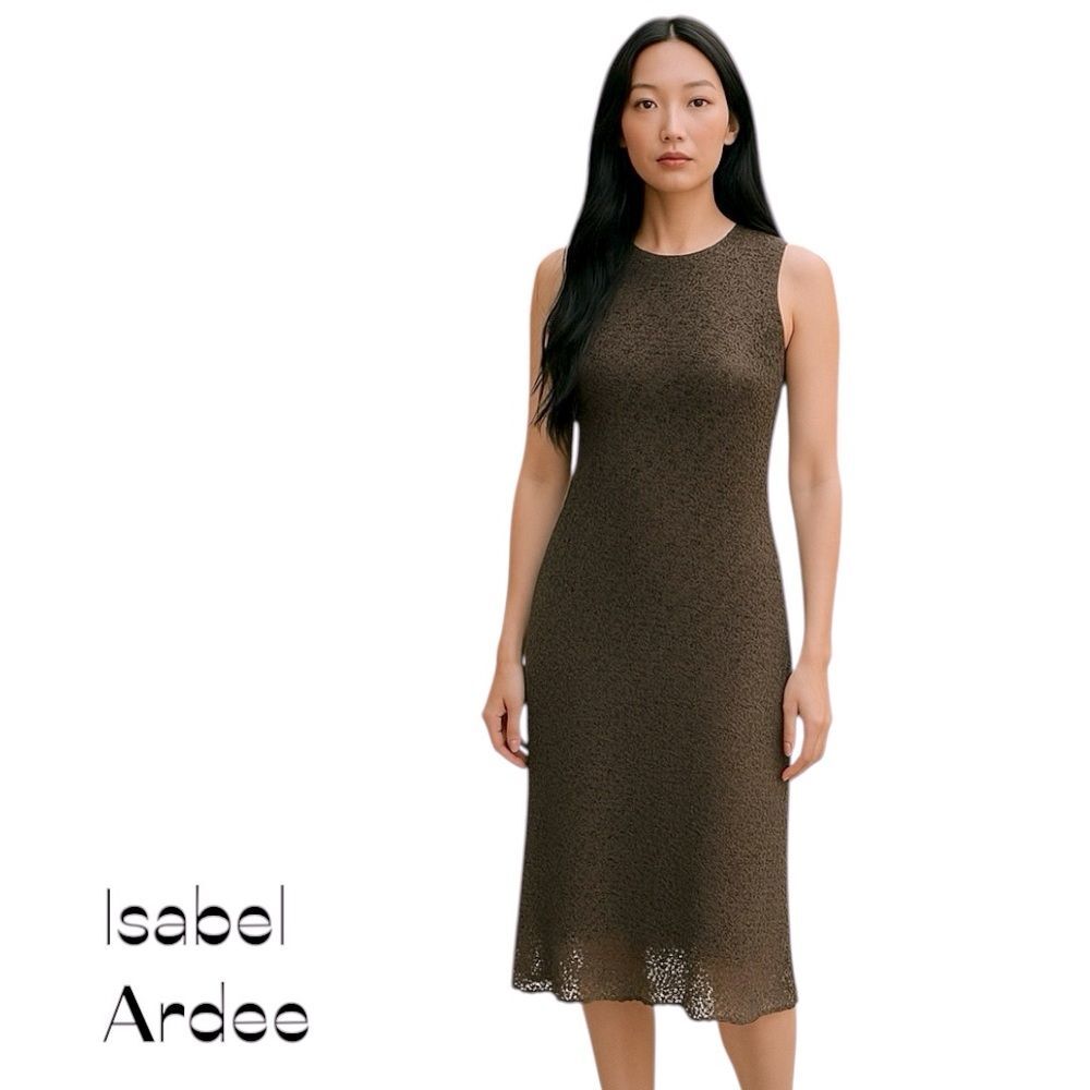 Isabel Ardee Sheer Taupe Floral Lace Sleeveless Dress Size 4 Romantic